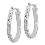 14k White Diamond Fascination Oval Hinged Hoop Earrings-WBC-DF148