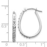 14k White Diamond Fascination Oval Hinged Hoop Earrings-WBC-DF148