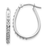 14k White Diamond Fascination Oval Hinged Hoop Earrings-WBC-DF148