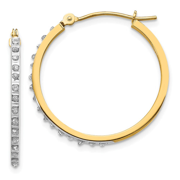 14k Diamond Fascination Round Hinged Hoop Earrings-WBC-DF149