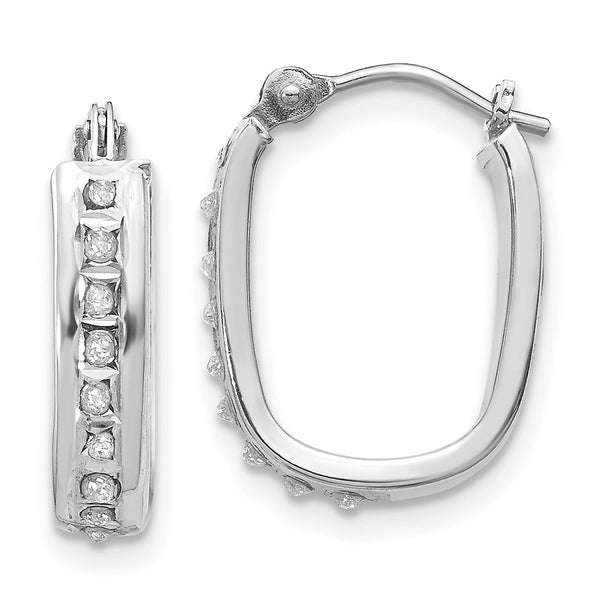 14k White Gold Diamond Fascination Squared Hinged Hoop Earrings-WBC-DF159