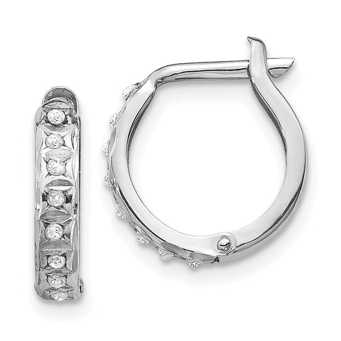 14k White Gold Diamond Fascination Round Hinged Hoop Earrings-WBC-DF169