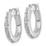 14k White Gold Diamond Fascination Round Hinged Hoop Earrings-WBC-DF227