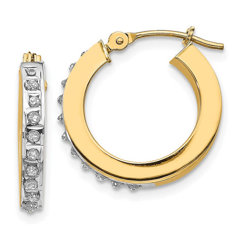 14k Diamond Fascination Round Hinged Hoop Earrings-WBC-DF228