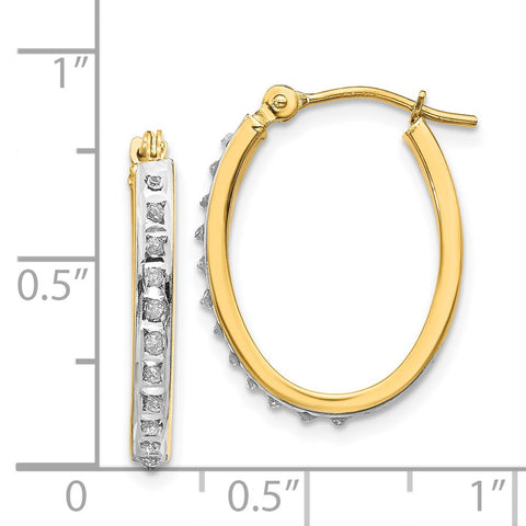 14k Diamond Fascination Oval Hinged Hoop Earrings-WBC-DF234