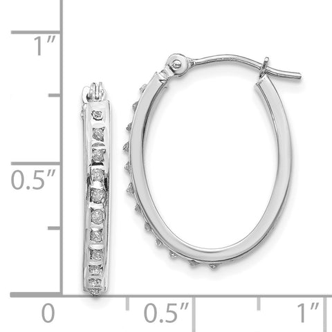 14k White Gold Diamond Fascination Oval Hinged Hoop Earrings-WBC-DF235