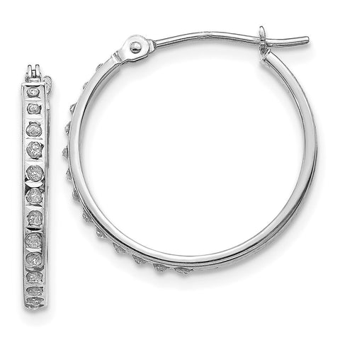 14k White Gold Diamond Fascination Round Hinged Hoop Earrings-WBC-DF241