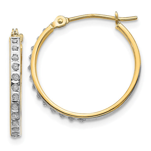 14k Diamond Fascination Round Hinged Hoop Earrings-WBC-DF242