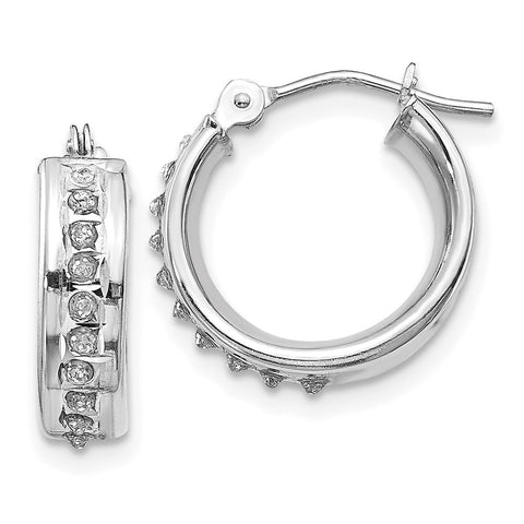 14k White Gold Diamond Fascination Round Hinged Hoop Earrings-WBC-DF247