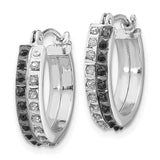 14k White Gold Diamond Fascination B & W Diamond Round Hinged Hoop Earrings-WBC-DF253