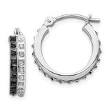 14k White Gold Diamond Fascination B & W Diamond Round Hinged Hoop Earrings-WBC-DF253