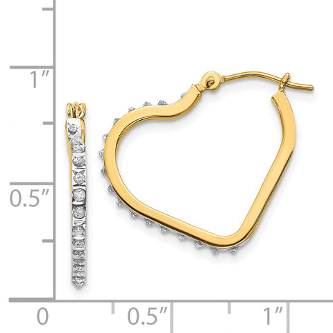 14k Diamond Fascination Heart Hinged Hoop Earrings-WBC-DF258