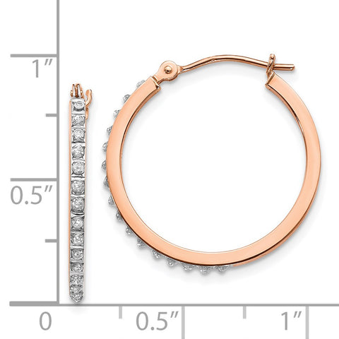 14k Rose Gold Diamond Fascination Round Hinged Hoop Earrings-WBC-DF268