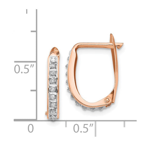 14k Rose Gold Diamond Fascination Oval Leverback Hinged Hoop Earrings-WBC-DF277