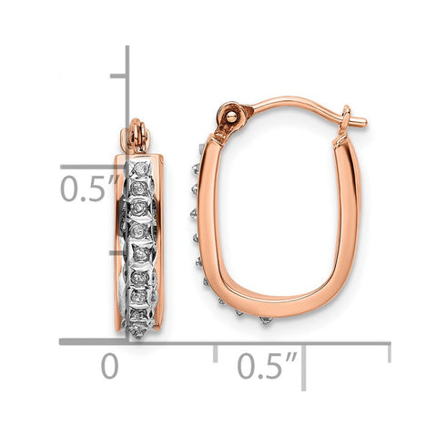 14k Rose Gold Diamond Fascination U Hoop Earrings-WBC-DF338