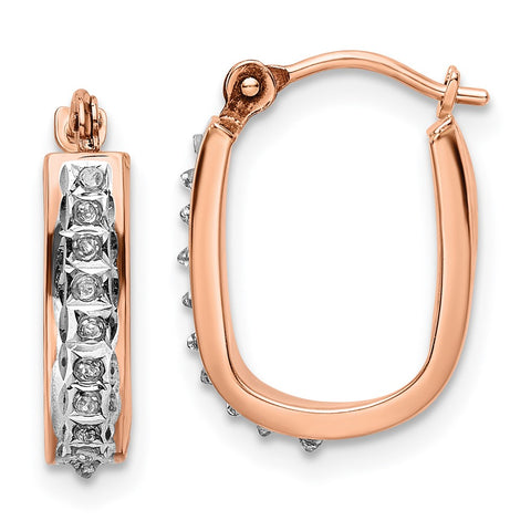 14k Rose Gold Diamond Fascination U Hoop Earrings-WBC-DF338