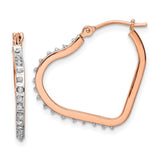 14k Rose Gold Diamond Fascination Heart Hoop Earrings-WBC-DF339