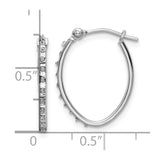 14k White Gold Diamond Fascination Oval Hoop Earrings-WBC-DF341