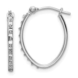 14k White Gold Diamond Fascination Oval Hoop Earrings-WBC-DF341