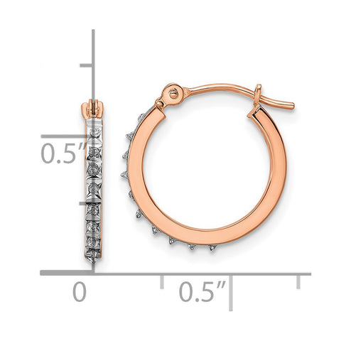 14k Rose Gold Diamond Fascination Round Hoop Earrings-WBC-DF344