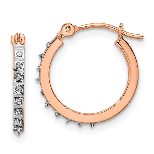 14k Rose Gold Diamond Fascination Round Hoop Earrings-WBC-DF344