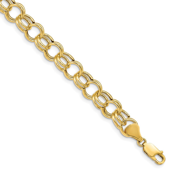 14k Hollow Double Link Charm Bracelet-WBC-DO520-8