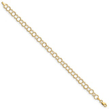 14k Solid Triple Link Charm Bracelet-WBC-DO530-7