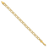 14k Solid Triple Link Charm Bracelet-WBC-DO531-8