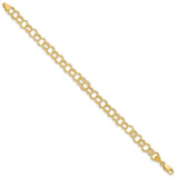 14k Solid Triple Link Charm Bracelet-WBC-DO536-8