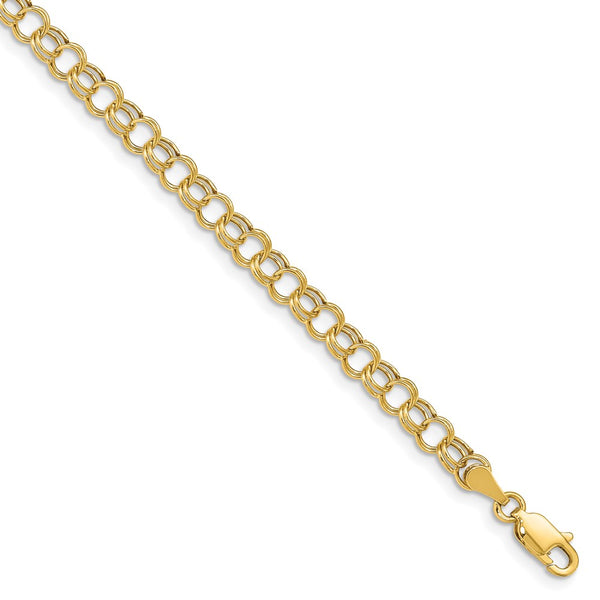 14k Hollow Double Link Charm Bracelet-WBC-DO540-7