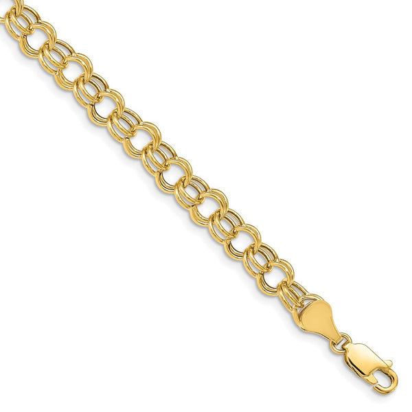 14k Hollow Double Link Charm Bracelet-WBC-DO542-7