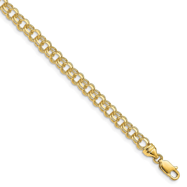 14k 8in 4.75mm Solid Double Link Charm Bracelet-WBC-DOH16-8