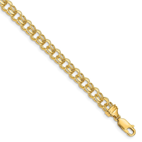 14k 7in 5.5mm Solid Double Link Charm Bracelet-WBC-DOH17-7