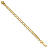 14k 8in 6.5mm Solid Double Link Charm Bracelet-WBC-DOH18-8