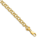 14k 8in 6.5mm Solid Double Link Charm Bracelet-WBC-DOH18-8