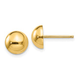 14k Polished 8mm Half Ball Post Earrings-WBC-E1033