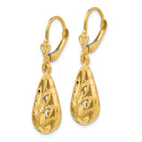 14k Polished & Diamond-Cut Dangle Leverback Earrings-WBC-E742