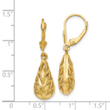 14k Polished & Diamond-Cut Dangle Leverback Earrings-WBC-E742