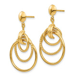 14k Polished & Twisted 3 Circle Fancy Post Earrings-WBC-E776