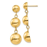 14k Polished Half Ball Dangle Earrings-WBC-E883