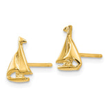 14k Sail Boat Earrings-WBC-E905