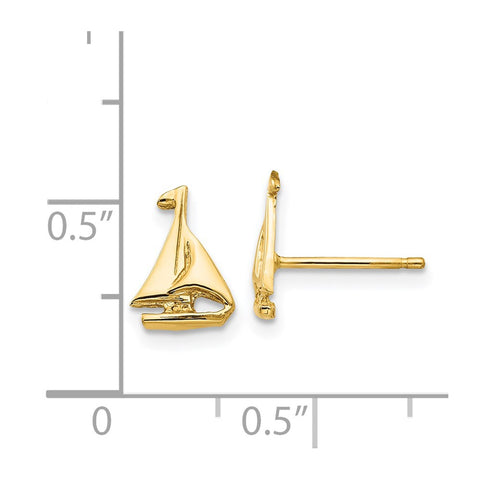 14k Sail Boat Earrings-WBC-E905
