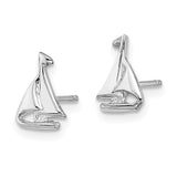 14K White Gold Mini Sailboat Post Earrings-WBC-E905W