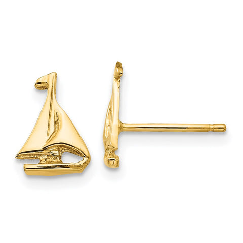 14k Sail Boat Earrings-WBC-E905