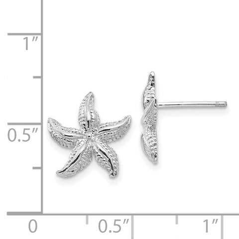 14k White Gold  Starfish Earrings-WBC-E908W