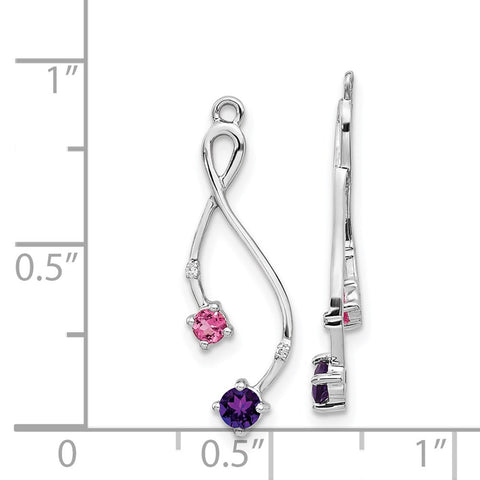 14k White Gold Diamond, Amethyst and Pink Tourm Earring Jackets-WBC-EJM5341-AM-001-WA
