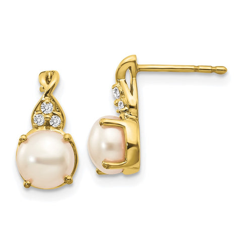 10k FWC Pearl and Diamond Earrings-WBC-EM3625-PL-006-1YA