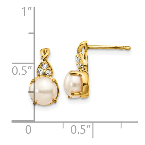 14k FWC Pearl and Diamond Earrings-WBC-EM3625-PL-006-YA