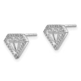 14k White Gold Diamond Gemstone-Shaped Earrings-WBC-EM3697-014-WA