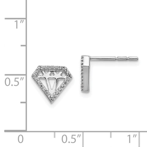 14k White Gold Diamond Gemstone-Shaped Earrings-WBC-EM3697-014-WA